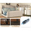 Grand lit ajustable DuJuan H 50,8 po avec garniture cloutée et tête de lit capitonnée, crème-934821845-934821841