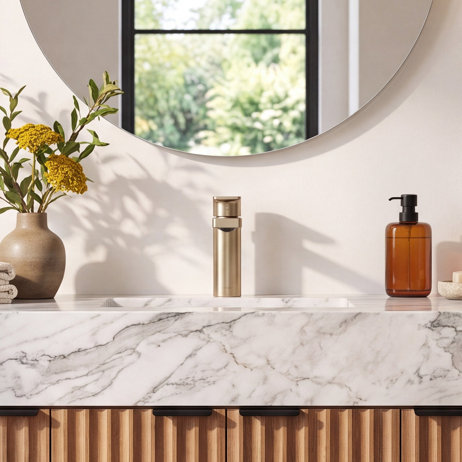 Parallel Single-Hole Bathroom Faucet with Drain, Vibrant Brushed Bronze
