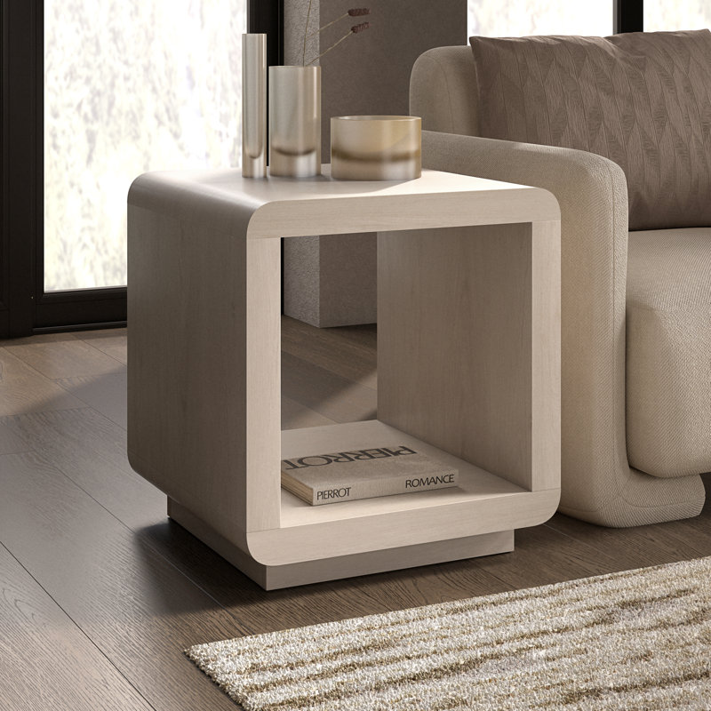 Lonni 20" Wide Square Side Table in Alder White, Alder White