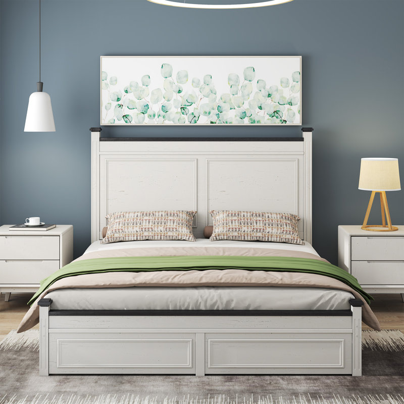 High Headboard Bed Frame With Hidden Storage & Silent Sliders, Queen/king, Queen