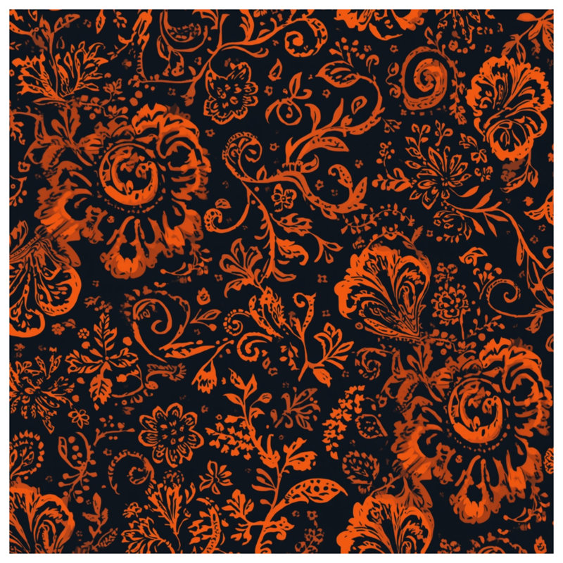 Rideaux orange à motif floral, voilages et voilages à motif floral - 1 panneau, 50" x 80" - 1 Panel, Blockout