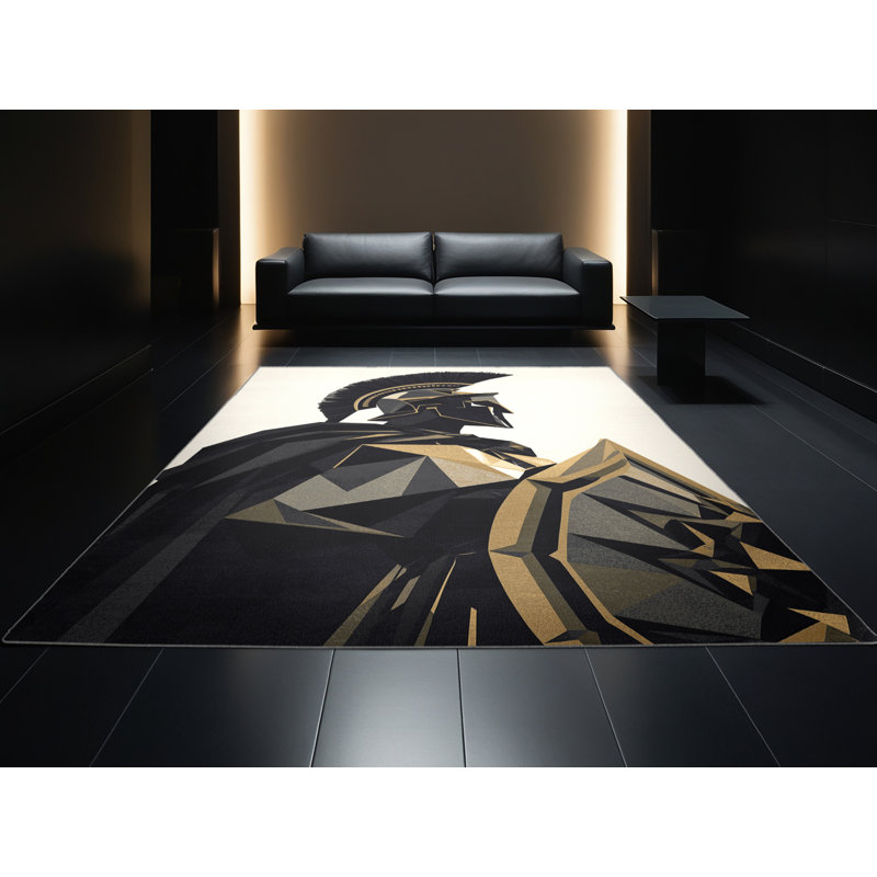 Tapis géométrique moderne lavable en machine Cilegon, 4 x 6