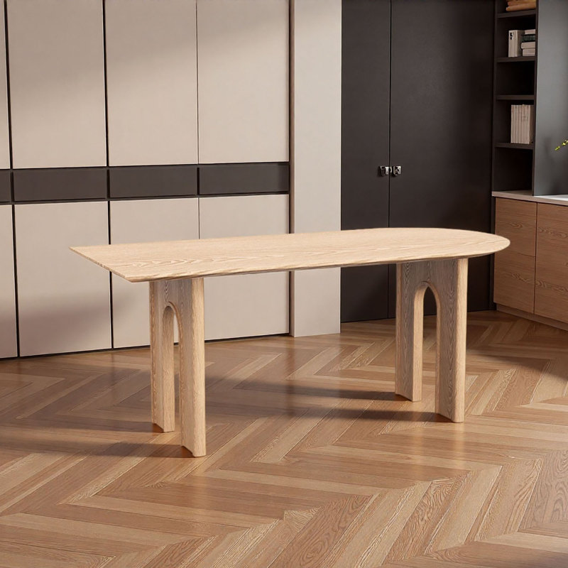 Table de salle à manger ronde en bois massif, H 29,5 po x L 55,1 po x l 27,6 po