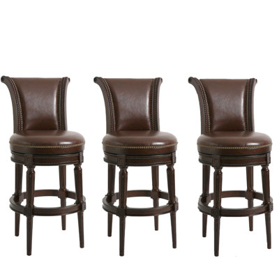 Ted Swivel Upholstered Counter Stool with Solid Wood Frame