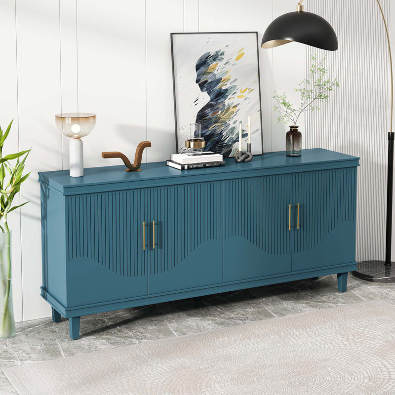Grande armoire à 4 portes, Bleu, 32.28" H x 70.07" W x 15.75" D
