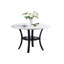 Table contemporaine 5 pièces: siège gris foncé avec table ronde blanche et tablette inférieure pour les dîners décontractés, quatre sièges en velours côtelé-214304297
