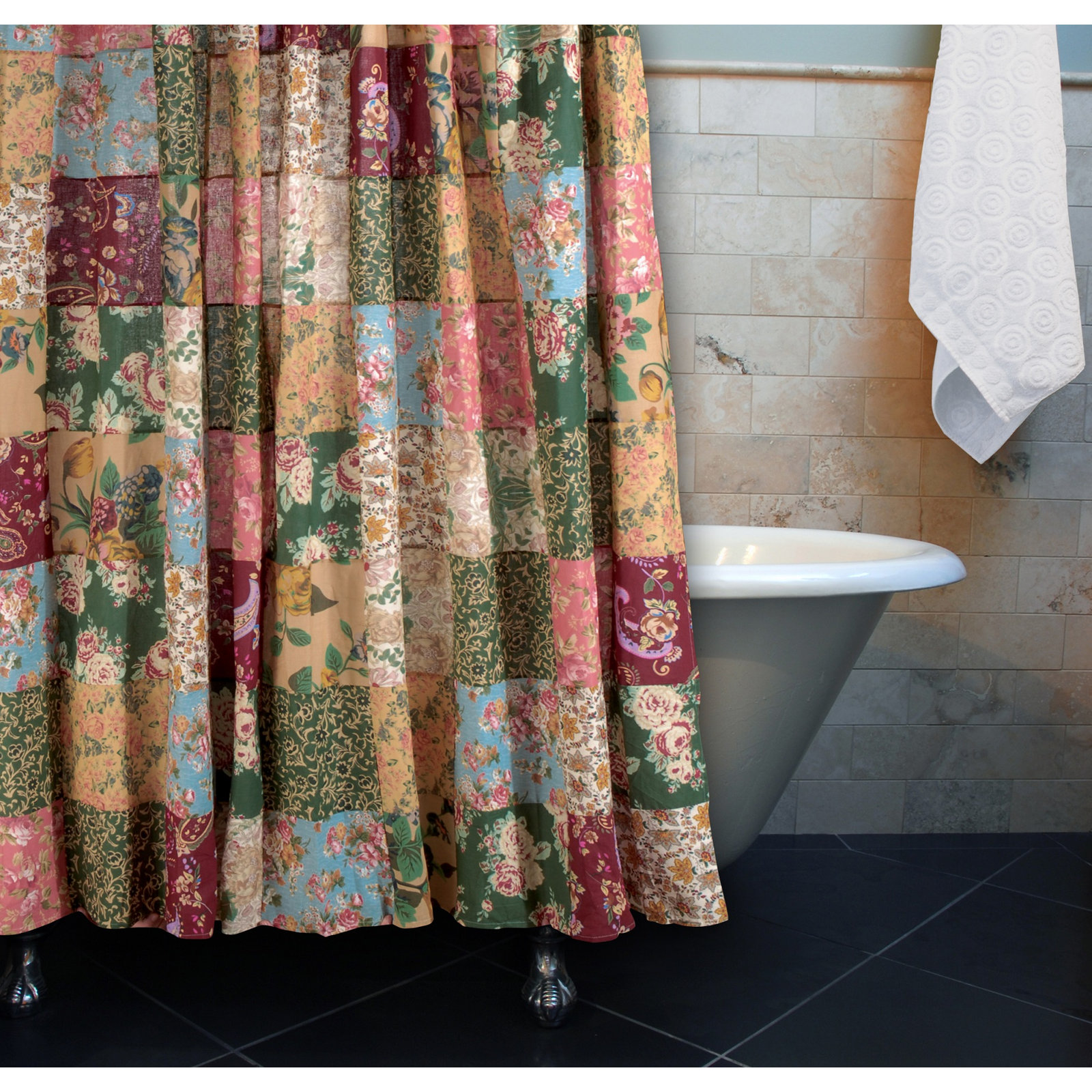 Antique Chic Patchwork Cotton Shower Curtain
