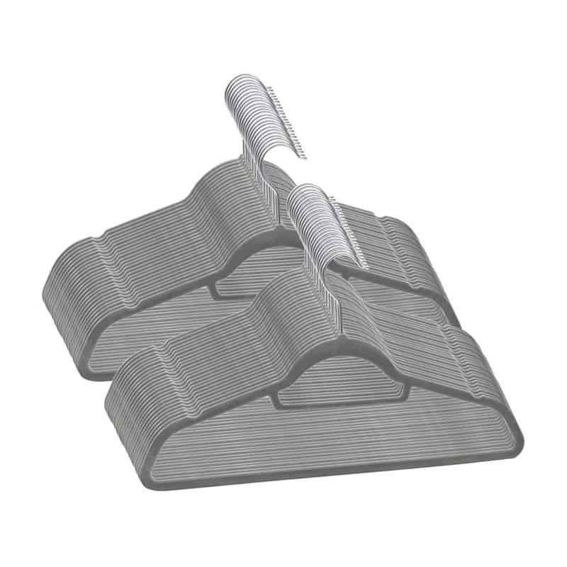 Materse Plastic Non-Slip Standard Hanger, Gray, 50