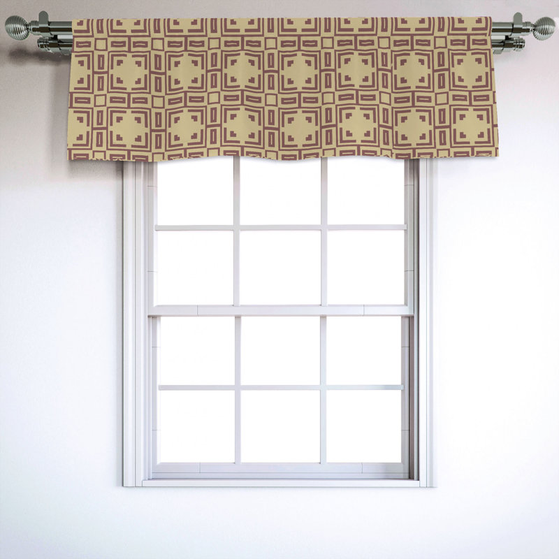 Geometric Pale Camel Mauve Taupe Satin Window Valance