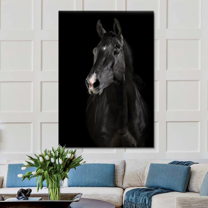 Black Horse Face Print, 60" H x 40" W x 1.5" D