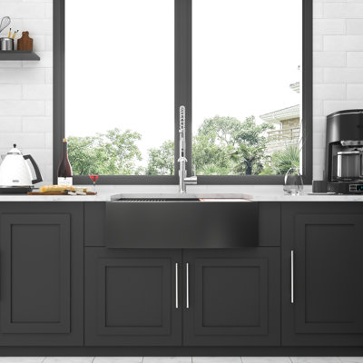 Stainless Steel Apron Front Kitchen Sink Workstation 33" Gunmetal Black 33-Inch