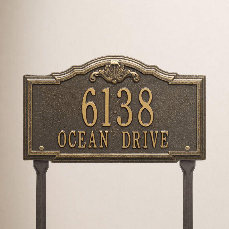 Gatewood Personalized Standard 2-Line Lawn Address Sign, Yes, Bronze/Gold