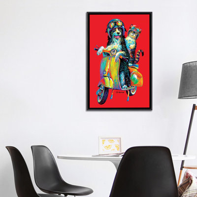 "Couple on scooter en rouge" par la police Moreno-impression d’art graphique