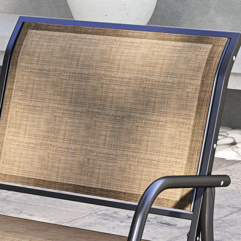 Chaise berçante en métal avec tissu respirant pour le jardin - Brown