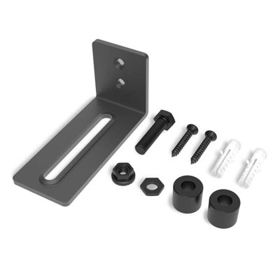 Guide de sol robuste et réglable en acier noir de 4,86 ​​pouces pour porte de grange