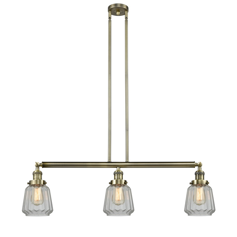 Vinson 3 - Light Kitchen Island Pendant, Clear, No Bulb Included, Antique Copper