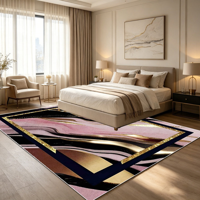 Modern marble patterned rugs are available in various sizes, suitable for use as large rugs in living rooms, bedside rugs in bedrooms, and decorative pieces for entryways/studies, adapting to multiple scenarios.