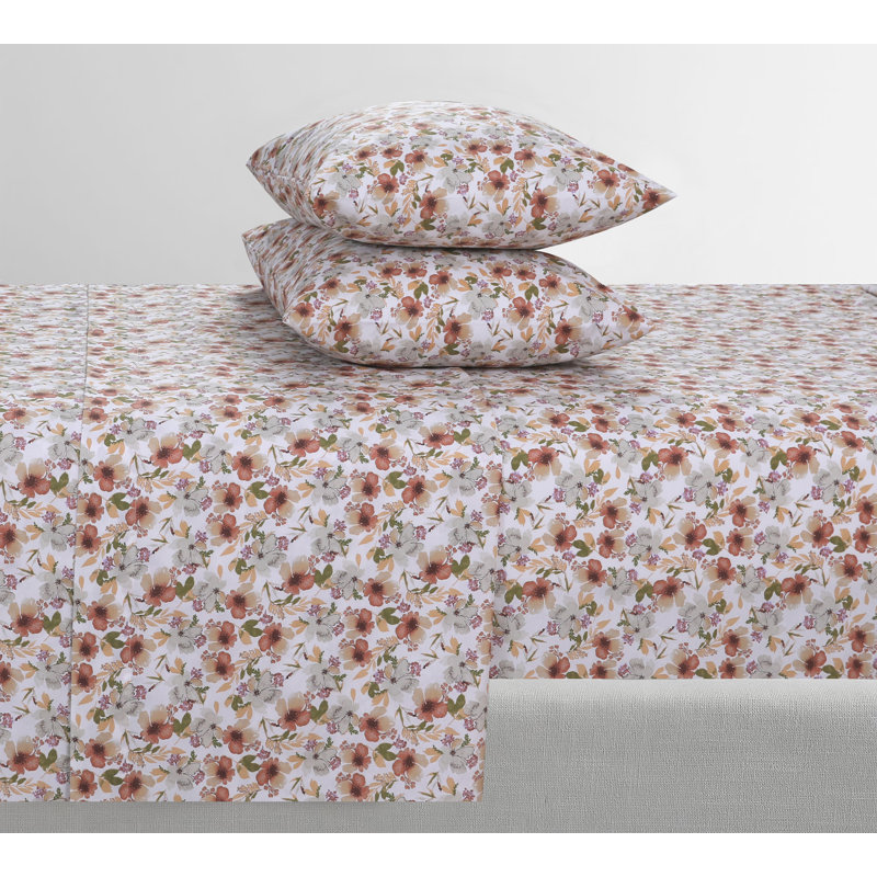 100% Cotton Sheets, 300 Thread Count Percale Weave Bedding, 16" Deep Pocket, Queen Sheet Set with 2 Pillowcases