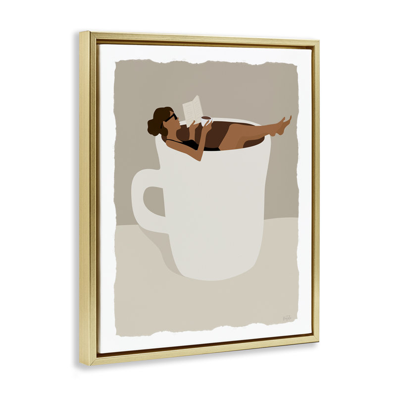 «Morning Coffee», art mural encadré flottant minimalisme, par Natalie Carpentieri, H 31 po x l 25 po