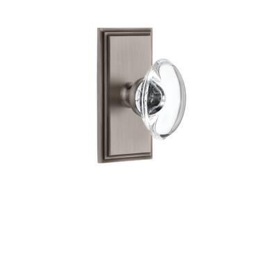 Emtek Privacy Set, Modern Rectangle Rosette, Modern Windsor Crystal Knob (Satin  Brass) 