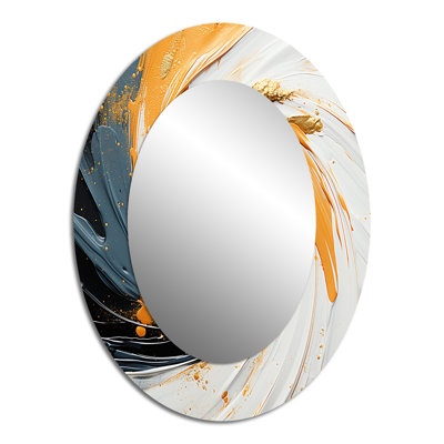 Radiant Revolve Orange Spiral  Orange Modern Oval Wall Mirror