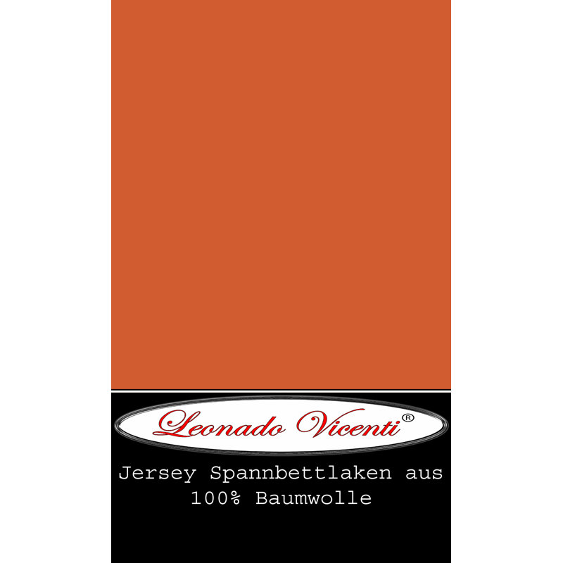 100% Cotton Jersey Knit Fitted Sheet, Orange, European Double (140 x 200cm)