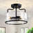 3-Light Industrial Metal And Clear Glass Drum Semi Flush Mount Ceiling Light