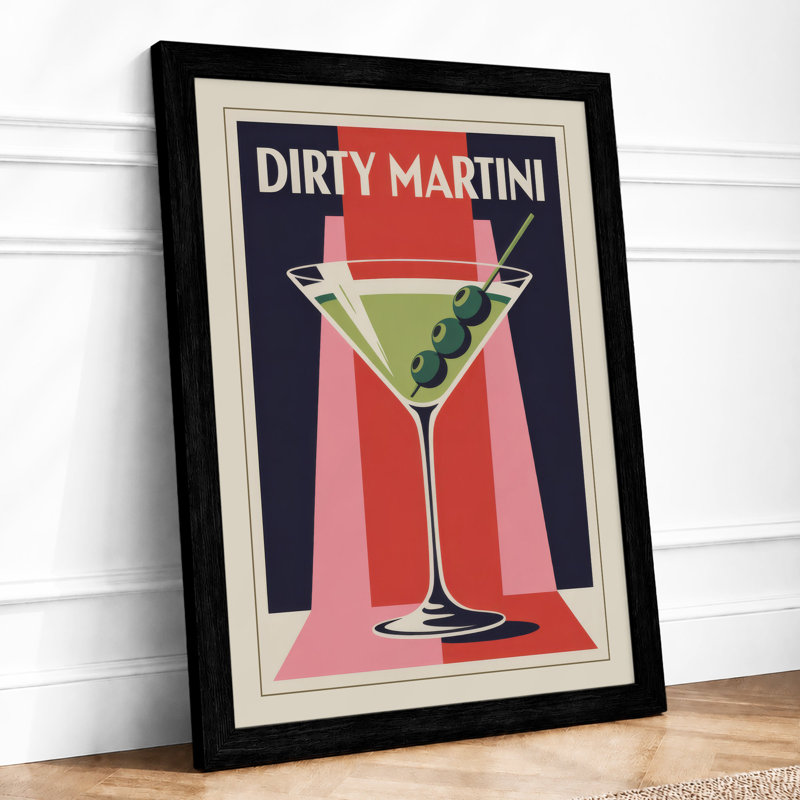 Dirty Martini Retro - Framed Print, A4 - 29.7 x 21.0 cm, Black