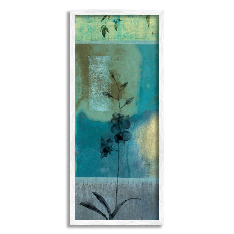 «Layered Orchid Flower» sarcelle, estampe numérique par Chris Donovan, H 24 po x l 10 po x P 1,5 po