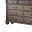 Commode large Recus, 9 tiroirs avec poignées en laiton, bois massif gris
