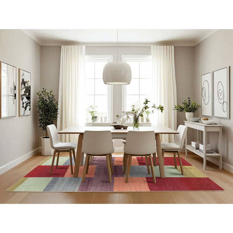 Tapis abstrait rouge / rose, Rectangle 7 pi x 10 pi