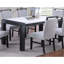 Table de salle à manger 66 po élégante en faux marbre blanc avec pieds gris anthracite