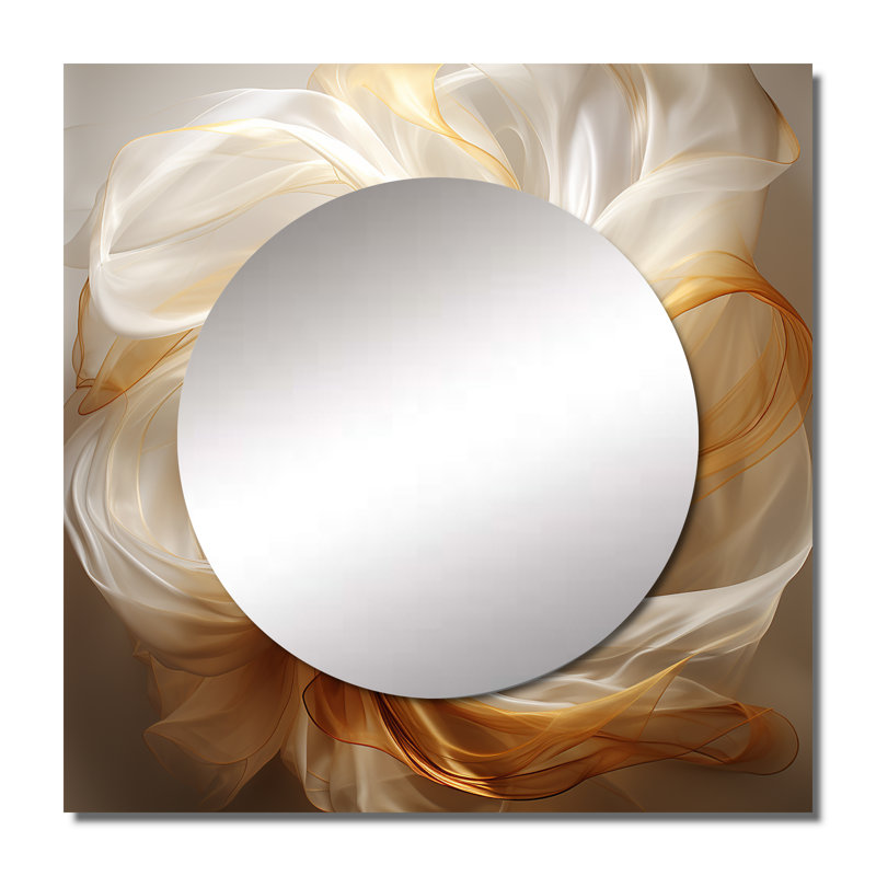 Liquide Satisfaction liquide lisse vagues orange - formes abstraites miroir carré pour décoration murale, 23 po x 23 po