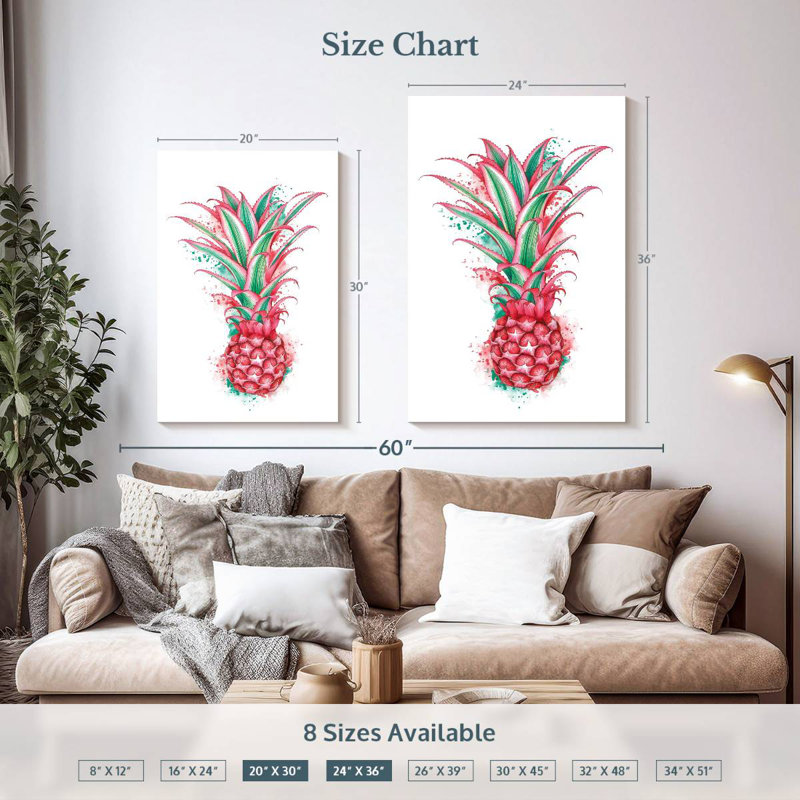 Yarlin Pink Pineapple, 36" H x 24" W