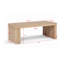 Ensemble de 3 pièces de 3 pièces au charme naturel, au charme chaleureux, à finition boisée et aux bords arrondis, table basse avec roulettes cachées et meubles de salon