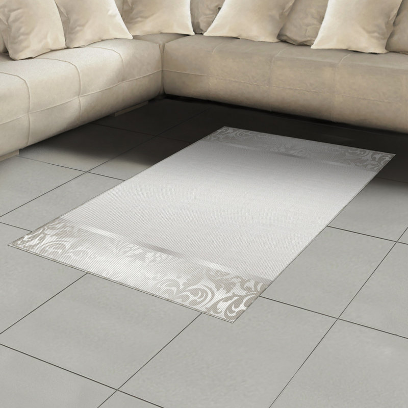 Gray High Density Long Fiber Poly Threads Decorative Area Rug Carpet, Rectangle 4' x 5'8"