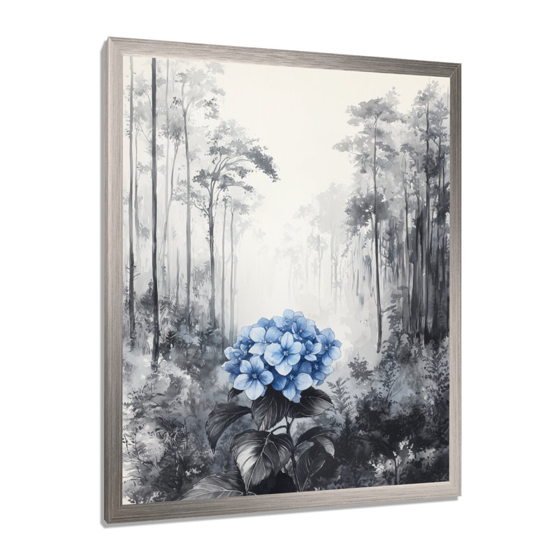 Halesowen - Floral Canvas Wall Art, H 40 po x l 30 po, Picture Framed, Argent argent