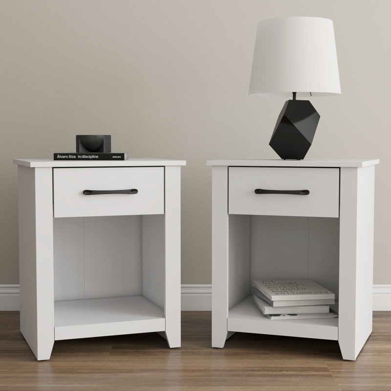Walter 1 Drawer Nightstand, White