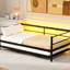 Lit de jour simple en métal noir avec couchette à DEL 7 couleurs et gigogne, style industriel, sans sommier tapissier, idéal pour les chambres d'amis à DEL télécommandées, fabrication solide réglable et durable