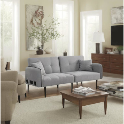 Gray Folding Bed With Audio System, Multifunctional For Everywhere Use, Wireless Sound Transmission, Simple To Assemble & Store, Ergonomic Strong, 77.6 In. Deep Living Room Stereo. All Purposes.