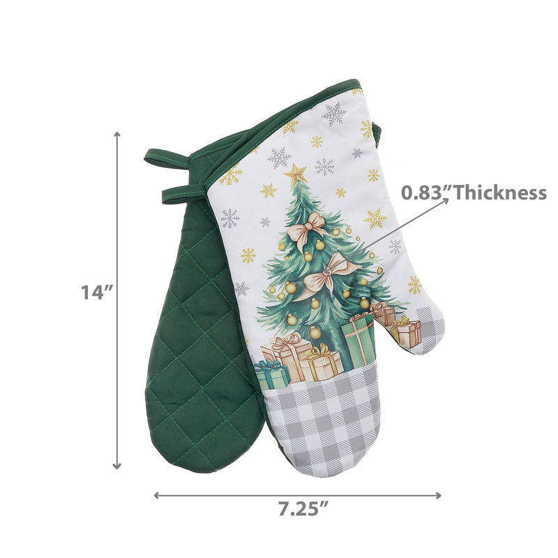 14" Oven Mitts (2Pcs) (Christmas Tree) - Set Of 2