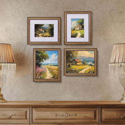 Cadre photo vintage 20 x 25 cm, vitre, bronze doré, ensemble de 4
