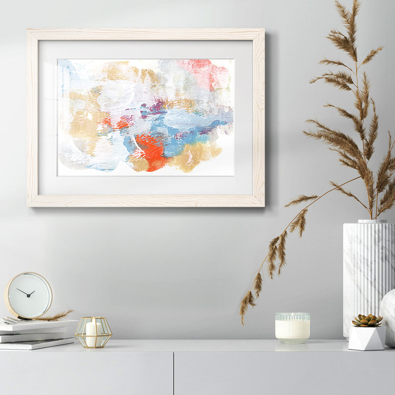 Coucher de soleil blanc II - reproduction d'un seul cadre, Blanc, H 26 po x l 38 po x P 1,5 po