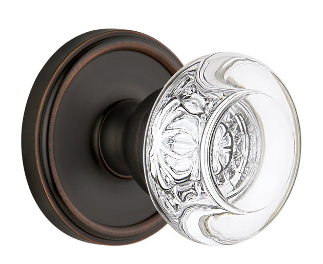 Rosette Grandeur Georgetown avec bouton de porte en cristal Bordeaux, 2-3/8 po, Bronze intemporel