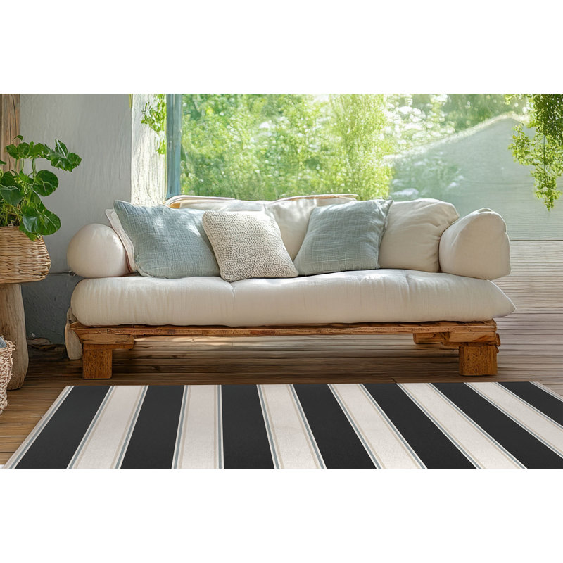 Tapis d'extérieur à rayures Cabana, Rectangulaire 2 pi x 3 pi