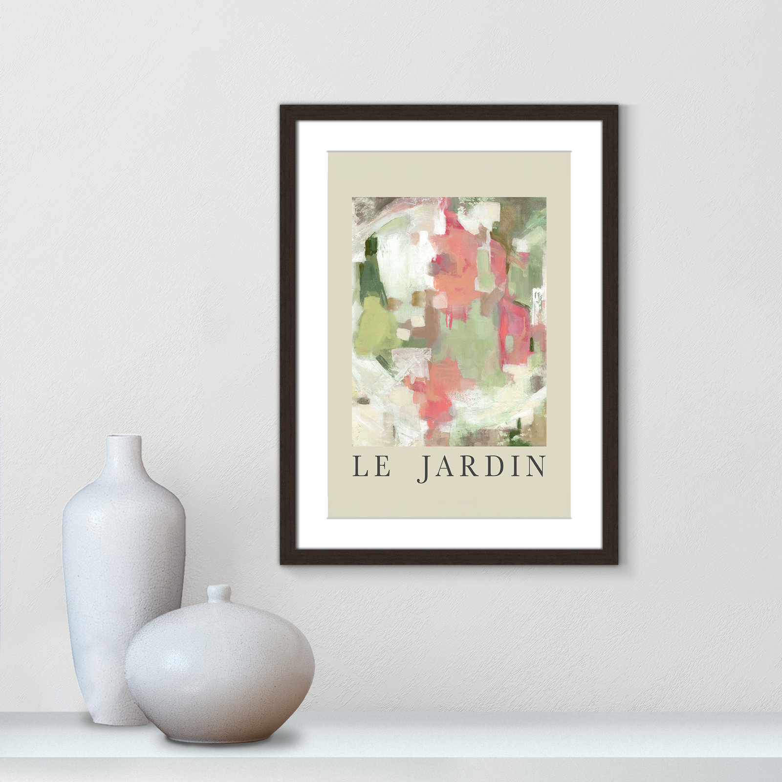 Riya "Le Jardin" Print by Carol Robinson, Walnut Single Picture Frame, Yes, 23" H x 17" W x 1.25" D