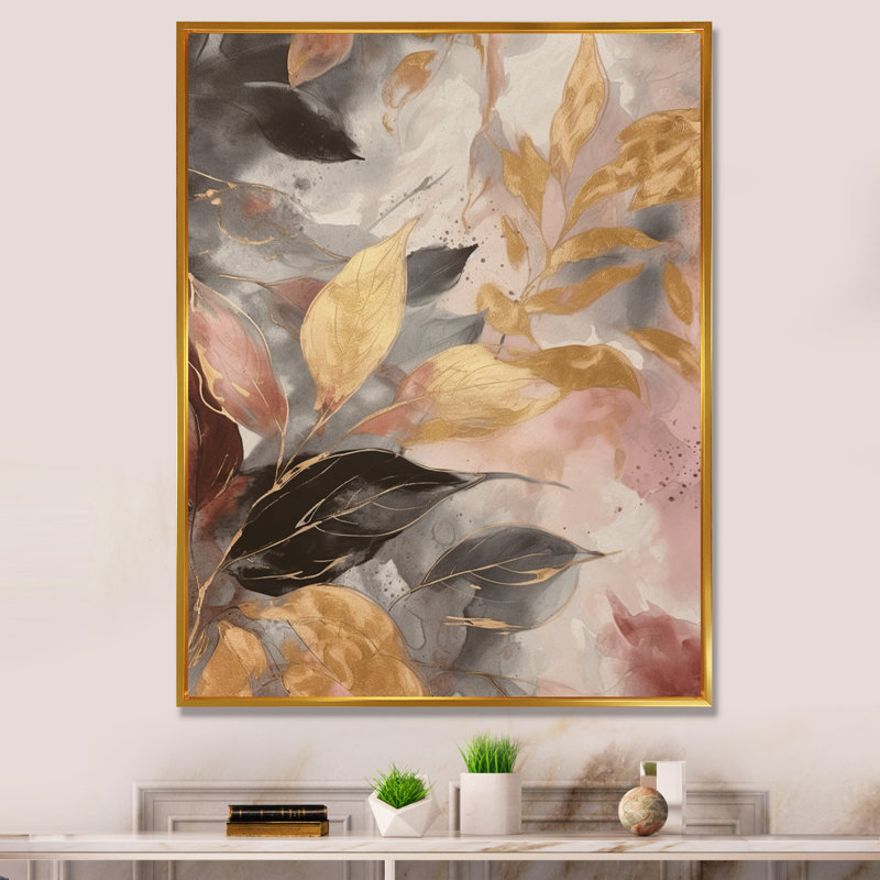 Impression sur toile botanique Herb, H 20 po x l 12 po, Cadre flottant doré