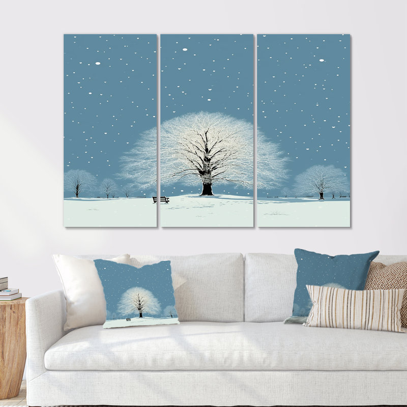 Gilles - Ensemble de décoration murale arbre chêne, H 28 po x l 36 po x P 1 po, Toile tendue