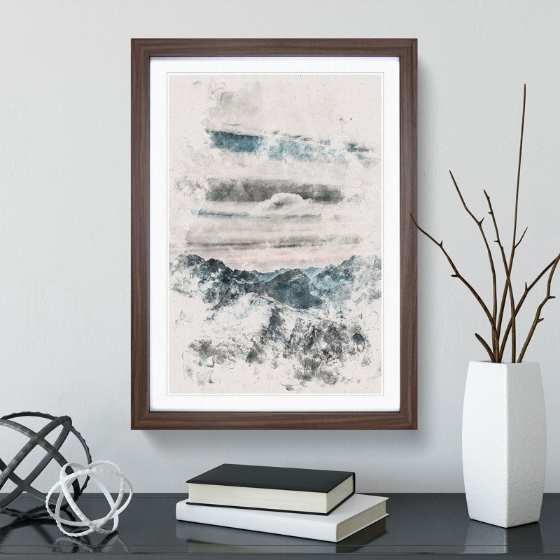 Mountain Clouds - Picture Frame Painting Print, Walnut Framed, 33cm H x 24cm W x 2cm D