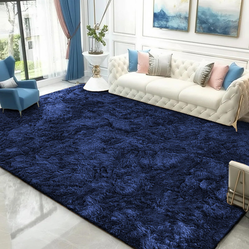 Solid Colour Machine Tufted Shag Area Rug Set, Rectangle 50 x 80 cm